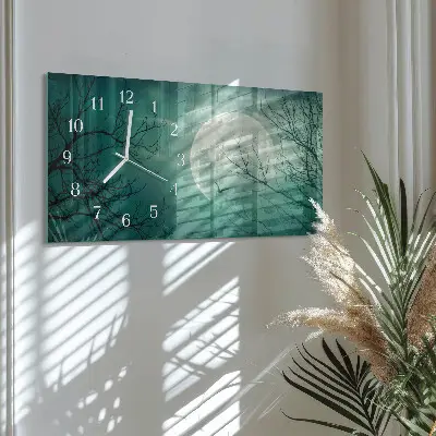 Vodorovné skleněné hodiny na stěnu Stříbrný glóbus
