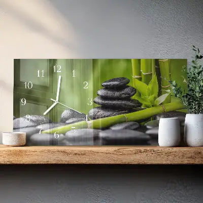 Nástěnné hodiny skleněné vodorovné Meditační kameny
