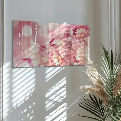Hodiny s fotkou skleněné vodorovné Orchideje