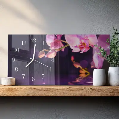 Hodiny s fotkou skleněné vodorovné Orchidej orchidej