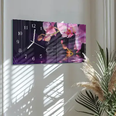 Hodiny s fotkou skleněné vodorovné Orchidej orchidej