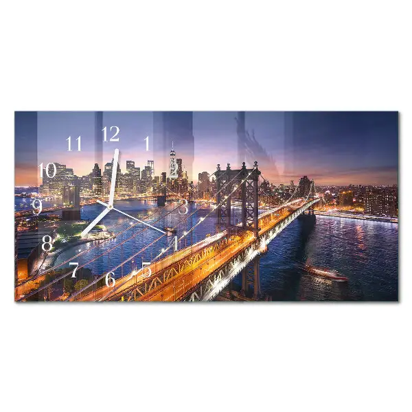 Nástěnné hodiny skleněné vodorovné New York