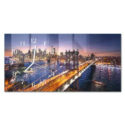 Nástěnné hodiny skleněné vodorovné New York