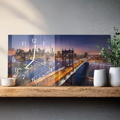 Nástěnné hodiny skleněné vodorovné New York