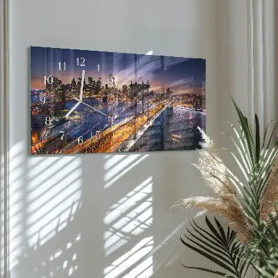 Nástěnné hodiny skleněné vodorovné New York