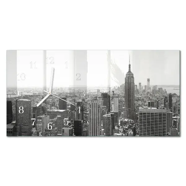 Vodorovné skleněné hodiny na zeď New York Manhattan