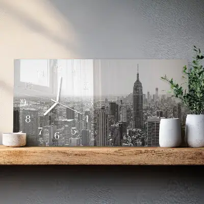Vodorovné skleněné hodiny na zeď New York Manhattan