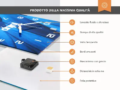 Nástěnné hodiny skleněné svislé Vzor