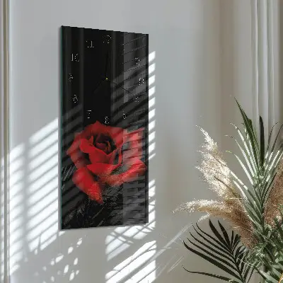 Hodiny na skle svislé Růže