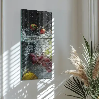 Svislé skleněné hodiny na zeď Ovoce