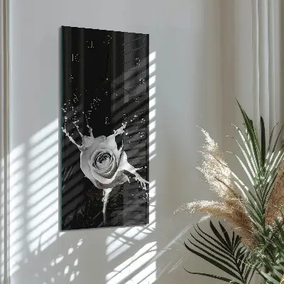 Nástěnné hodiny skleněné svislé Růže