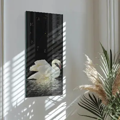 Hodiny na skle svislé Labuť