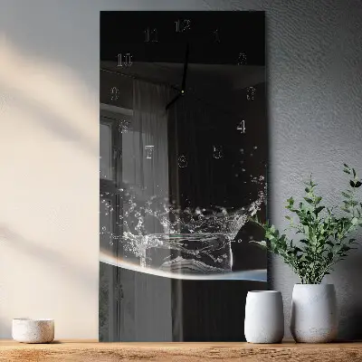 Svislé skleněné hodiny na zeď Voda