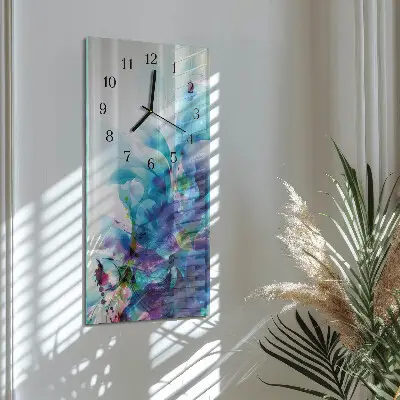 Svislé skleněné hodiny na stěnu Abstrakce