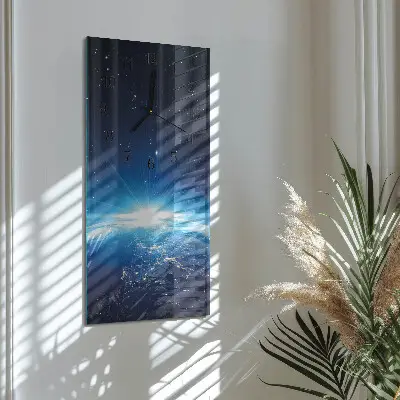 Svislé skleněné hodiny na zeď Vesmír Země