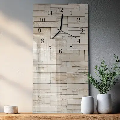 Svislé skleněné hodiny na zeď Kamenná zeď