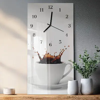Nástěnné hodiny skleněné svislé Káva