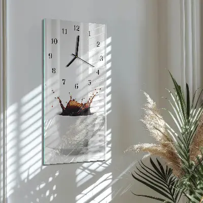 Nástěnné hodiny skleněné svislé Káva