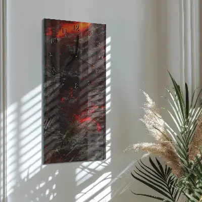 Svislé skleněné hodiny na stěnu Láva