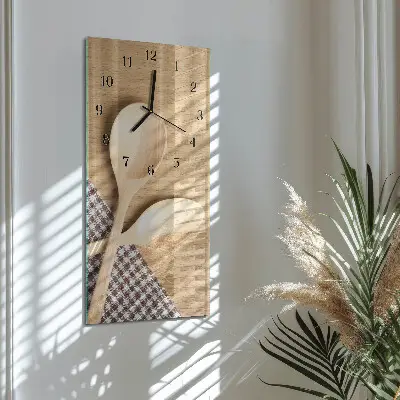 Svislé skleněné hodiny na zeď Lžíce