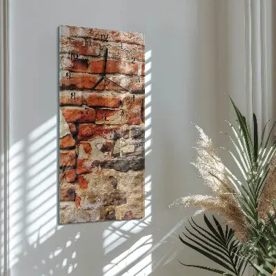 Nástěnné hodiny skleněné svislé Cihlová zeď