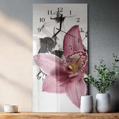 Hodiny s fotkou skleněné svislé Orchidej