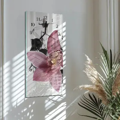 Hodiny s fotkou skleněné svislé Orchidej