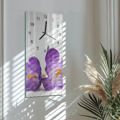 Svislé skleněné hodiny na zeď Květ