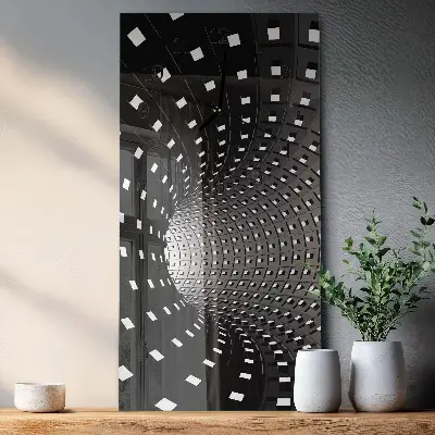 Svislé skleněné hodiny na stěnu Tunel