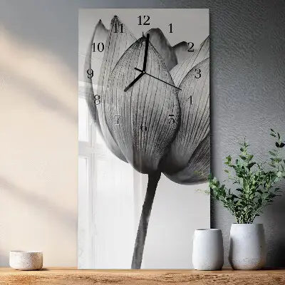 Hodiny na skle svislé Tulipán