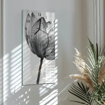 Hodiny na skle svislé Tulipán
