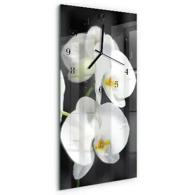 Svislé skleněné hodiny na zeď Orchidej
