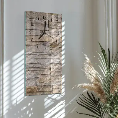 Svislé skleněné hodiny na zeď Kamenná zeď