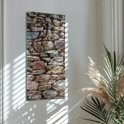 Svislé skleněné hodiny na stěnu Kamenná zeď