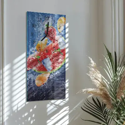 Svislé skleněné hodiny na zeď Ovoce