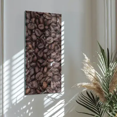 Hodiny na skle svislé Kávová zrna