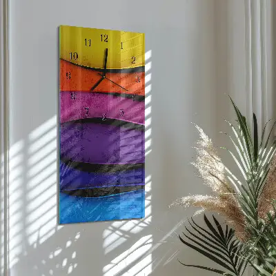 Nástěnné hodiny skleněné svislé Barevné pruhy