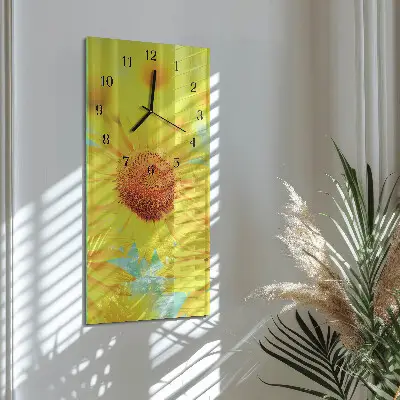 Svislé skleněné hodiny na stěnu Slunečnice