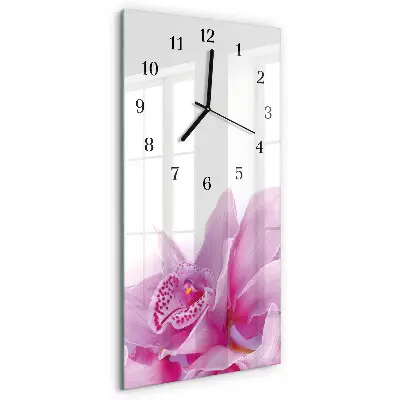 Nástěnné hodiny skleněné svislé Orchidej