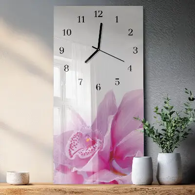 Nástěnné hodiny skleněné svislé Orchidej