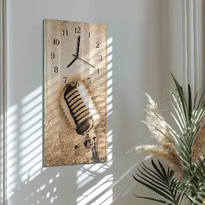 Svislé skleněné hodiny na stěnu Mikrofon