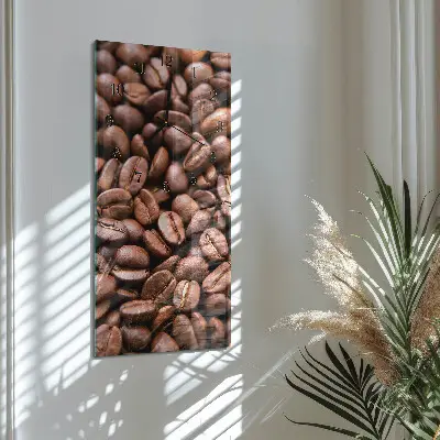 Svislé skleněné hodiny na stěnu Kofeinové zrna