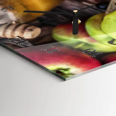 Svislé skleněné hodiny na zeď Jablko
