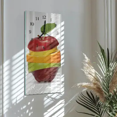 Svislé skleněné hodiny na stěnu Ovoce