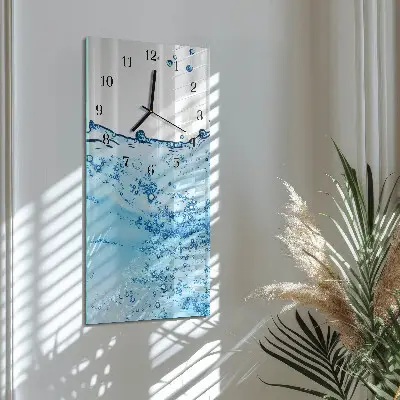 Svislé skleněné hodiny na stěnu Voda