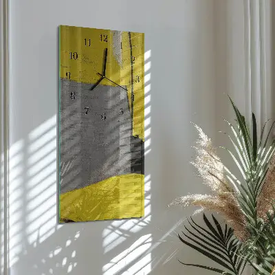 Svislé skleněné hodiny na stěnu Zmatek