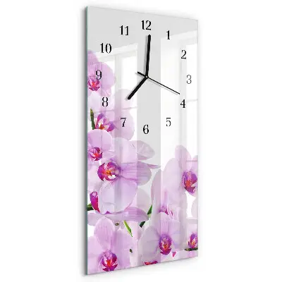 Svislé skleněné hodiny na zeď Orchideje
