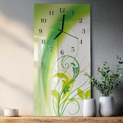 Svislé skleněné hodiny na zeď Model rostliny