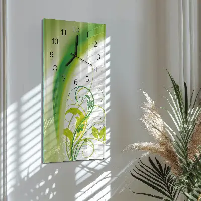 Svislé skleněné hodiny na zeď Model rostliny