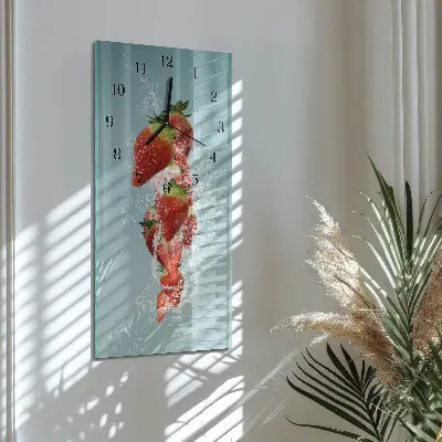 Hodiny s fotkou skleněné svislé Jahoda